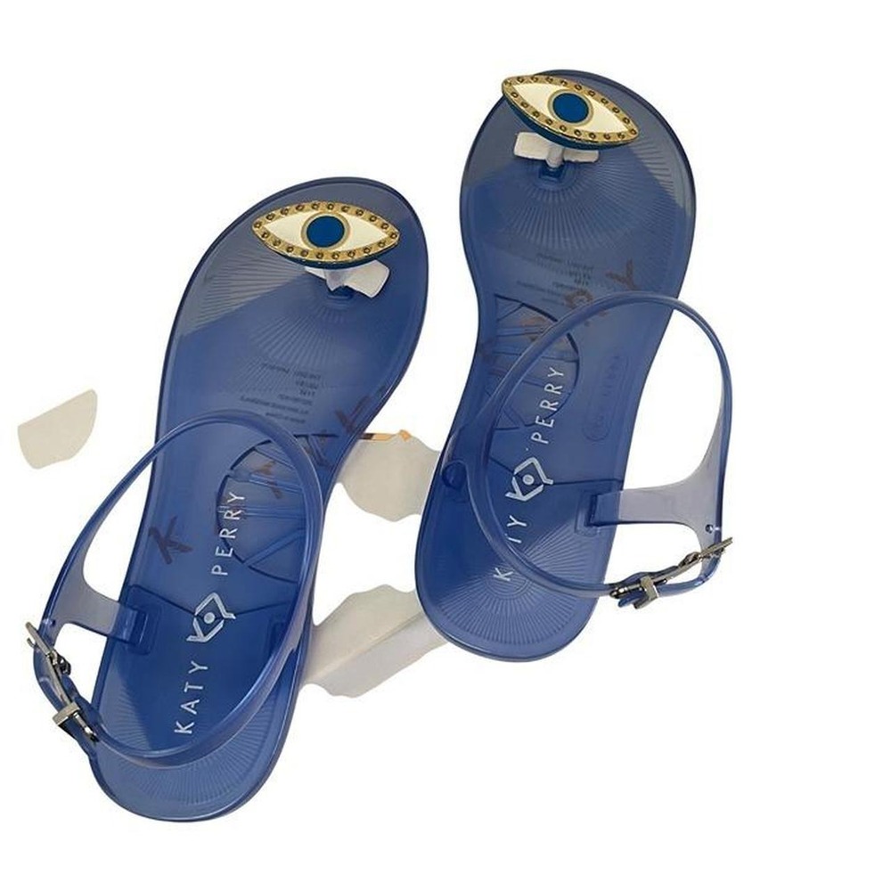 Katy Perry The Geli Sandals Womens 7 Blue Evil Eye Scented Jelly Thong 34KP0070